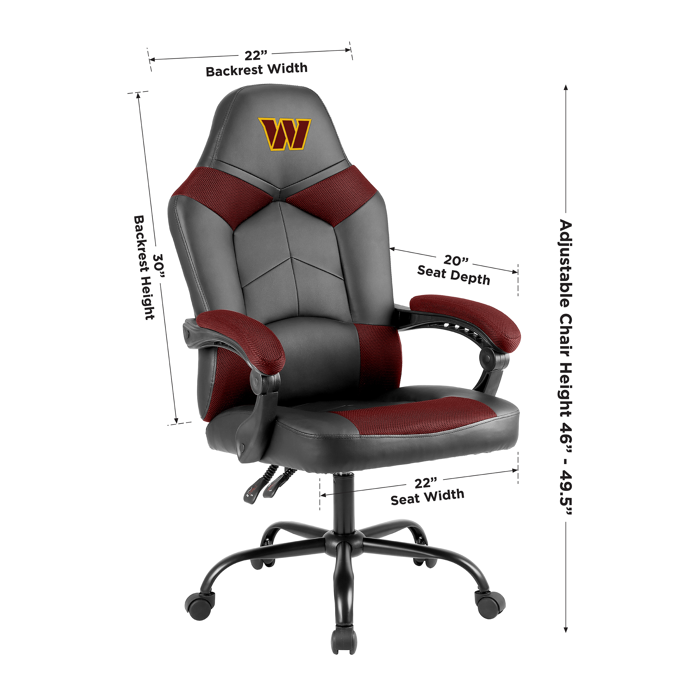 washington commanders oversized gaming office chair with storage pouch