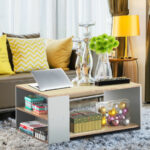 Modern Coffee Table with Storage Shelves for Living Room