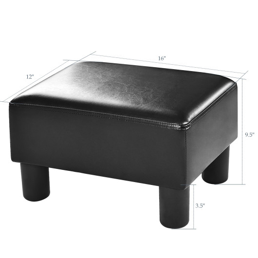 PU Leather Rectangular Ottoman Footstool with Sturdy Wood Frame 4 PU Leather Rectangular Ottoman Footstool with Sturdy Wood Frame - Image 4