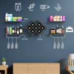 Wall Mounted Wine Rack with Shelves and Glass Storage (Set of 5)