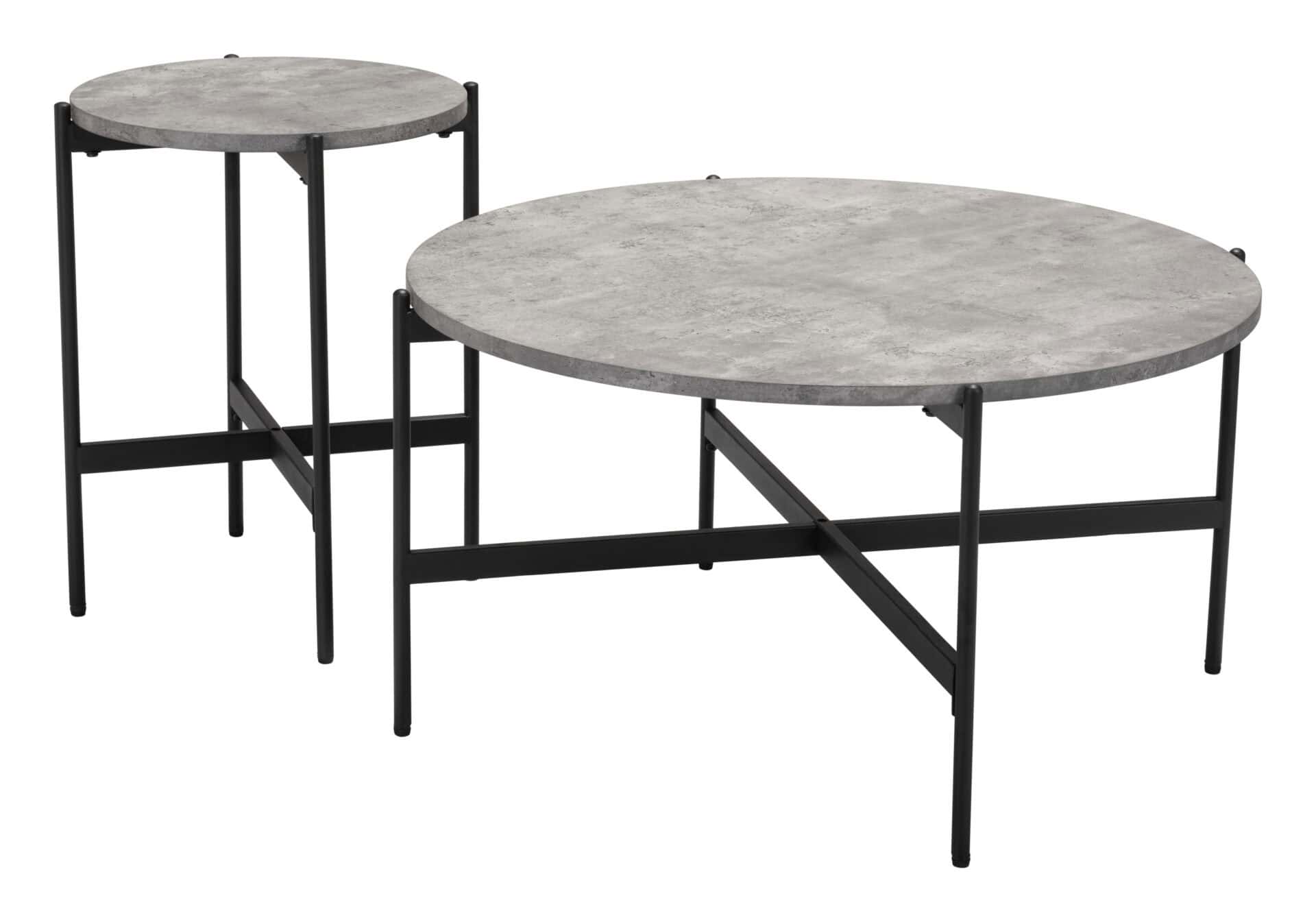 Modern Gray and Black Round Coffee Table Set (2-Piece) 3 Modern Gray and Black Round Coffee Table Set (2-Piece) - Image 3