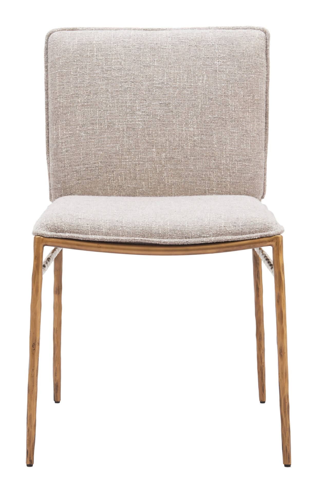 Beige Dining Chair with Gold Steel Frame and Performance Fabric 5 Beige Dining Chair with Gold Steel Frame and Performance Fabric - Image 5