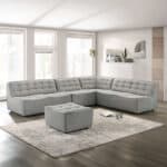 Grey Linen Corner Sectional Sofa with Removable Legs 7 Grey Linen Corner Sectional Sofa with Removable Legs
