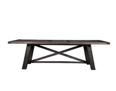 Salvaged Grey Acacia Farmhouse Dining Table with Removable Leaf
