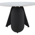 Round White Dining Table with Sintered Stone Top and Steel Base 13 Round White Dining Table with Sintered Stone Top and Steel Base