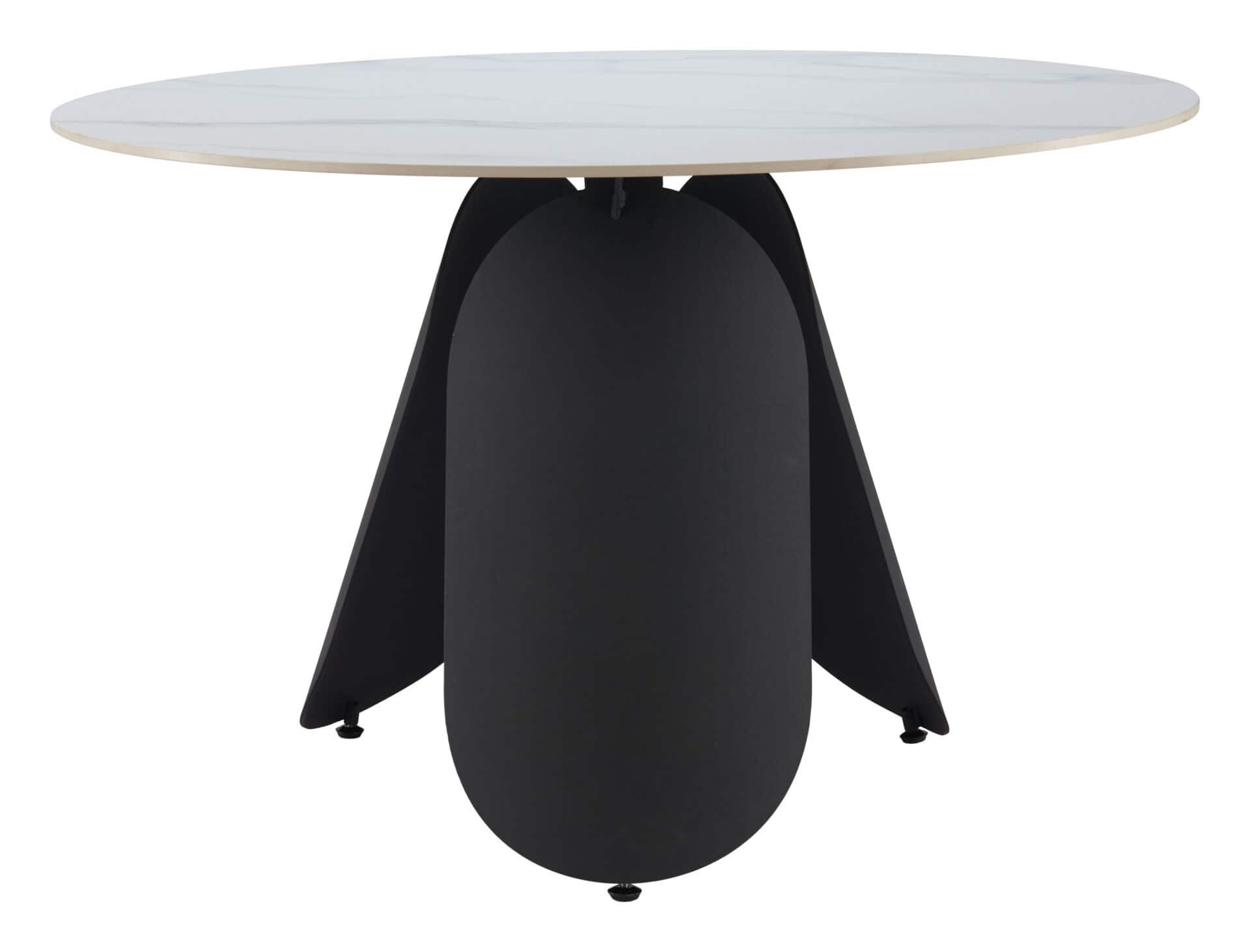 Round White Dining Table with Sintered Stone Top and Steel Base 5 Round White Dining Table with Sintered Stone Top and Steel Base - Image 5