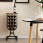 14 Bottle Metal Wine Rack with Lockable Wheels and Top Shelf 9 14 Bottle Metal Wine Rack with Lockable Wheels and Top Shelf