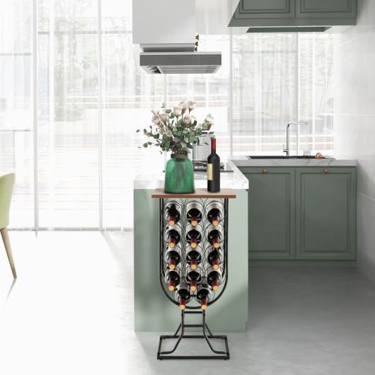 14 Bottle Metal Wine Rack with Lockable Wheels and Top Shelf 6 14 Bottle Metal Wine Rack with Lockable Wheels and Top Shelf - Image 6