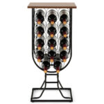 14 Bottle Metal Wine Rack with Lockable Wheels and Top Shelf 14 14 Bottle Metal Wine Rack with Lockable Wheels and Top Shelf