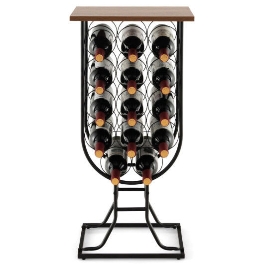 14 Bottle Metal Wine Rack with Lockable Wheels and Top Shelf 7 14 Bottle Metal Wine Rack with Lockable Wheels and Top Shelf - Image 7