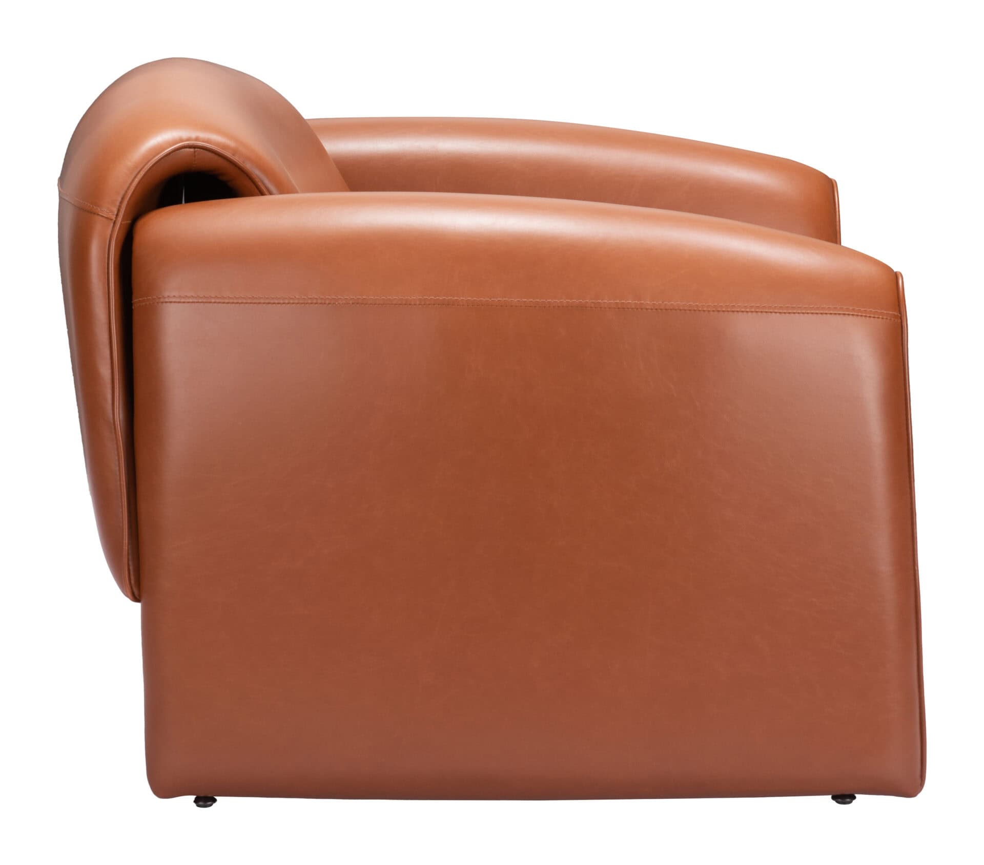 Modern Brown Faux Leather Chair with Steel Frame and Armrests 4 Modern Brown Faux Leather Chair with Steel Frame and Armrests - Image 4