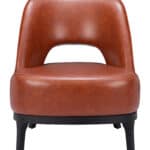 Brown Vinyl Accent Chair with Solid Wood Base and Rubber Feet 12 Brown Vinyl Accent Chair with Solid Wood Base and Rubber Feet