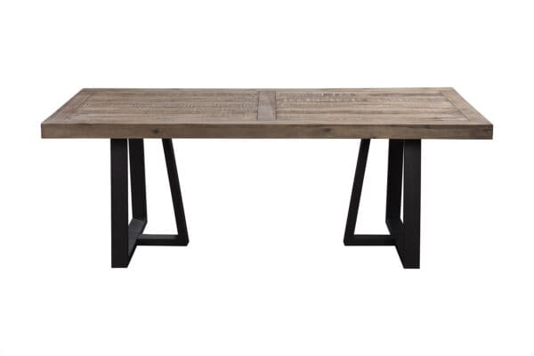 Farmhouse Dining Table Reclaimed Natural Top Black Base Pine Wood
