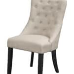 Farmhouse Upholstered Side Chairs, Cream Linen, Button Tufted (Set of 2)