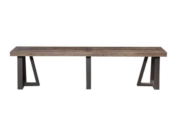 Reclaimed Natural and Black Recycled Pine Farmhouse Dining Bench