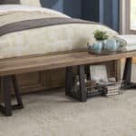 Reclaimed Natural and Black Recycled Pine Farmhouse Dining Bench