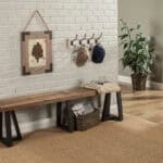 Reclaimed Natural and Black Recycled Pine Farmhouse Dining Bench