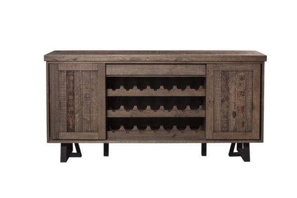 Reclaimed Natural and Black Pine Sideboard with Wine Holder