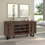 Reclaimed Natural and Black Pine Sideboard with Wine Holder