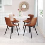 Vintage Brown Faux Leather Dining Chair with Steel Legs (Set of 2) 11 Vintage Brown Faux Leather Dining Chair with Steel Legs (Set of 2)