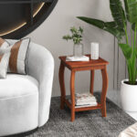 Rustic Walnut 2-Tier End Table with Storage Shelf 9 Rustic Walnut 2-Tier End Table with Storage Shelf