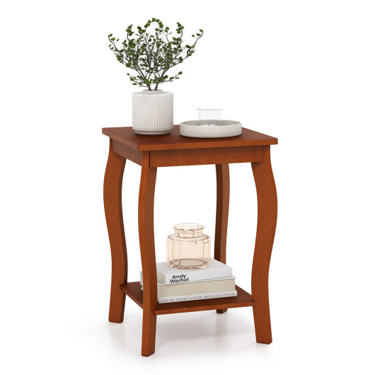 Rustic Walnut 2-Tier End Table with Storage Shelf 3 Rustic Walnut 2-Tier End Table with Storage Shelf - Image 3