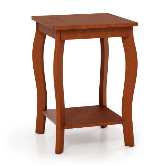 Rustic Walnut 2-Tier End Table with Storage Shelf 4 Rustic Walnut 2-Tier End Table with Storage Shelf - Image 4