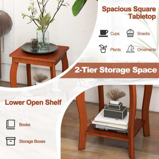 Rustic Walnut 2-Tier End Table with Storage Shelf 7 Rustic Walnut 2-Tier End Table with Storage Shelf - Image 7