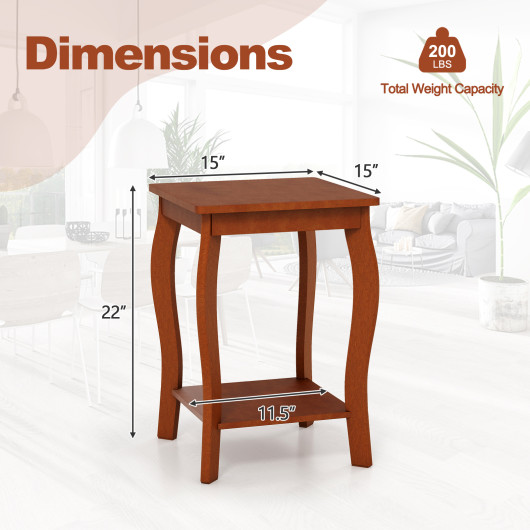 Rustic Walnut 2-Tier End Table with Storage Shelf 5 Rustic Walnut 2-Tier End Table with Storage Shelf - Image 5