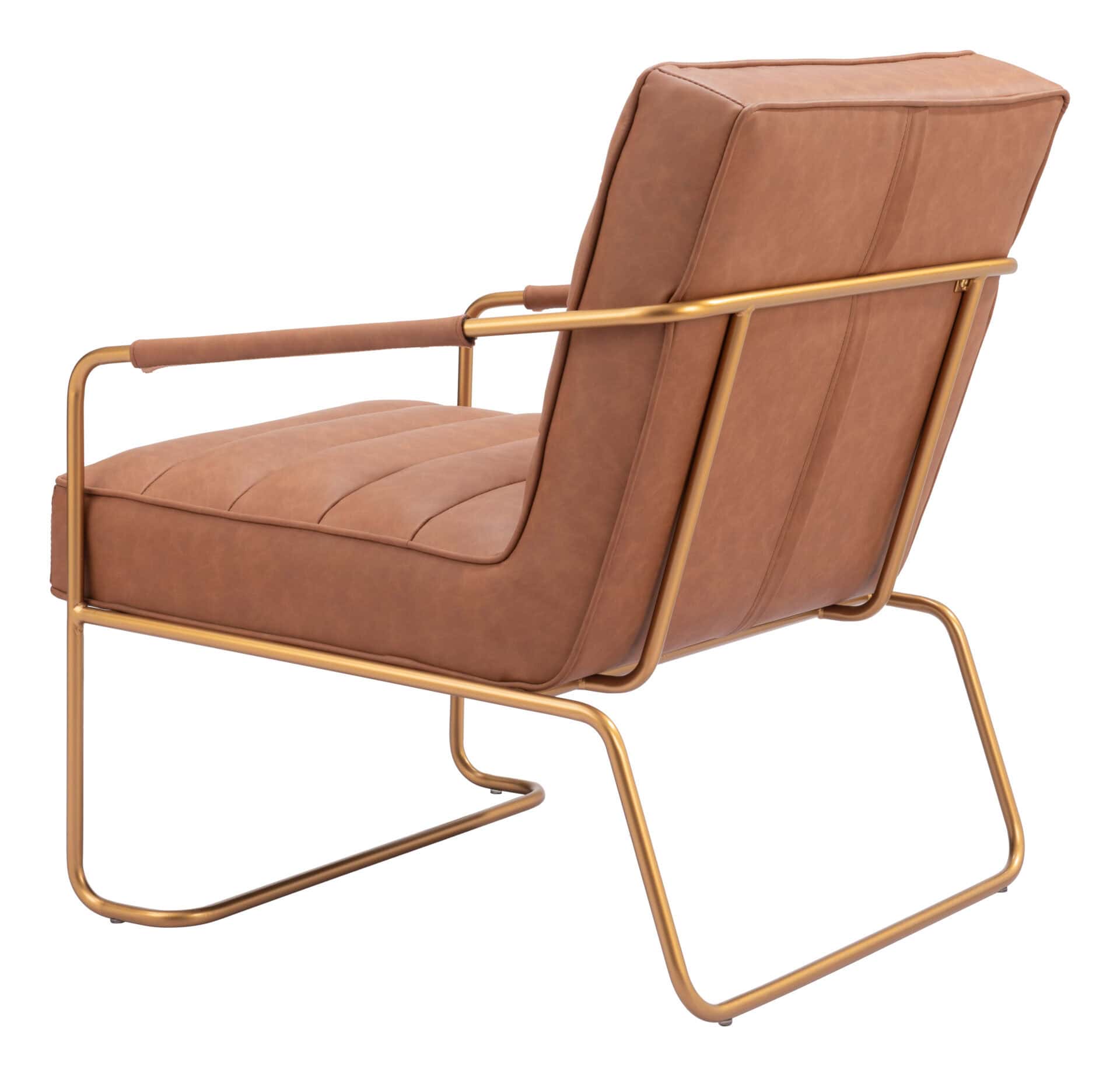 Vintage Brown Faux Leather Accent Chair with Steel Base and Armrests 6 Vintage Brown Faux Leather Accent Chair with Steel Base and Armrests - Image 6