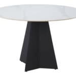 White Sintered Stone Round Dining Table with Steel Base 16 White Sintered Stone Round Dining Table with Steel Base