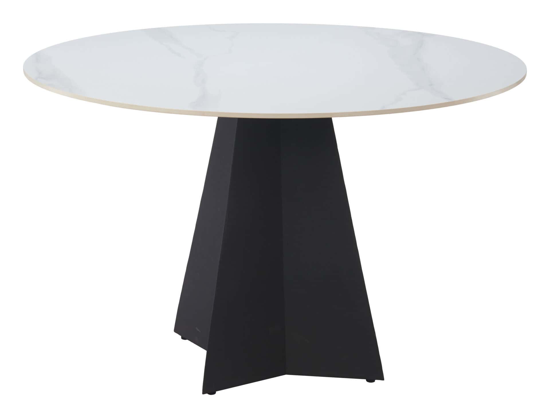 White Sintered Stone Round Dining Table with Steel Base 7 White Sintered Stone Round Dining Table with Steel Base - Image 7