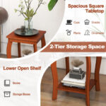 Rustic Walnut 2-Tier End Table with Storage Shelf (Set of 2)