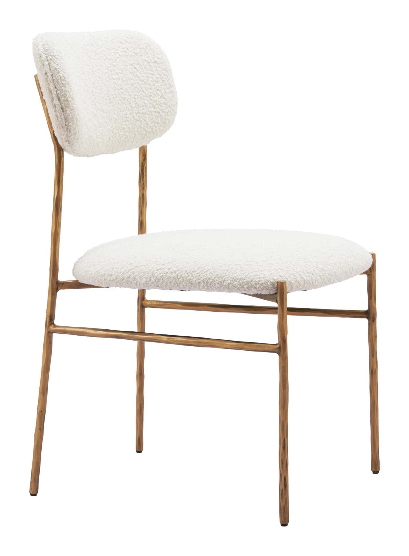 Cream and Gold Dining Chair with Steel Frame and Performance Fabric 8 Cream and Gold Dining Chair with Steel Frame and Performance Fabric - Image 8