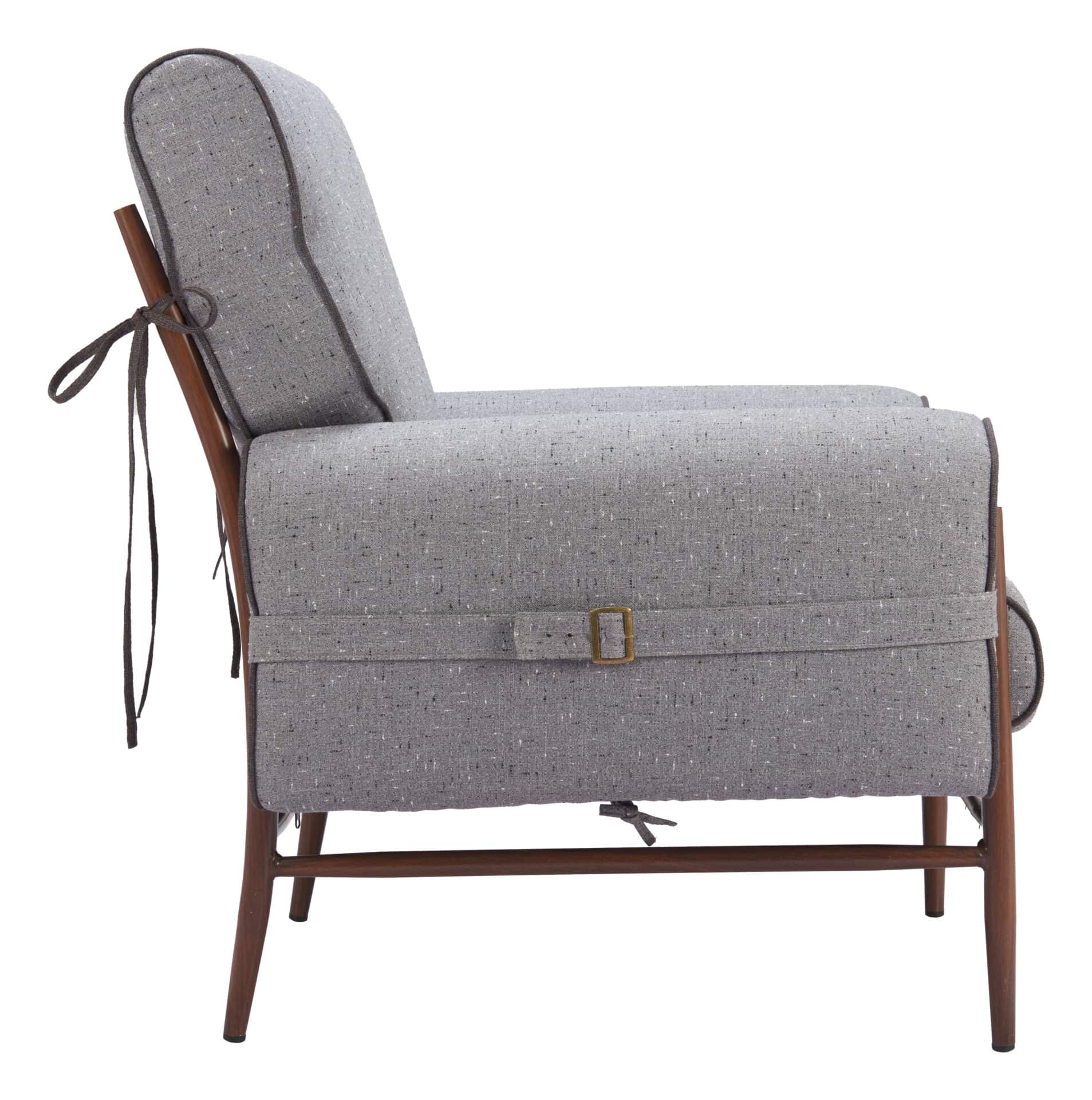 Gray Contemporary Accent Chair with Padded Armrests and Steel Frame 2 Gray Contemporary Accent Chair with Padded Armrests and Steel Frame - Image 2