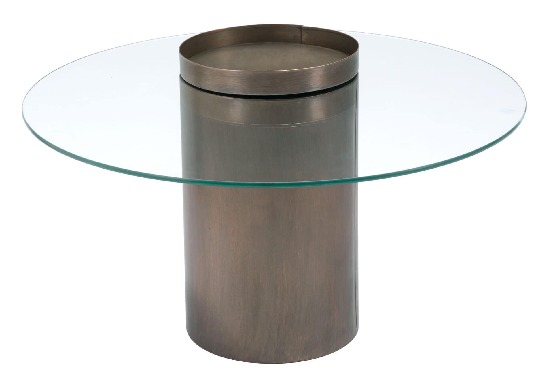 Industrial Round Coffee Table with Tempered Glass and Bronze Finish 4 Industrial Round Coffee Table with Tempered Glass and Bronze Finish - Image 4