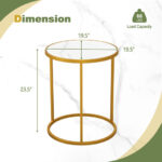 16 Inch Round Marble Top Side Table with Gold Frame