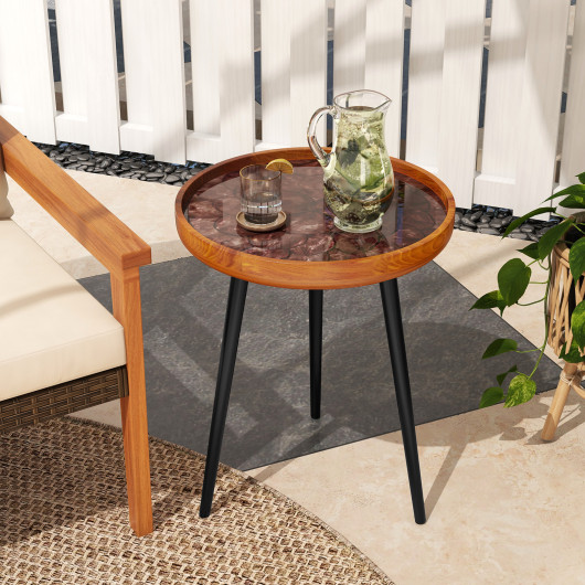 Handmade Round End Table with Sea Shell and Resin Finish 6 Handmade Round End Table with Sea Shell and Resin Finish - Image 6