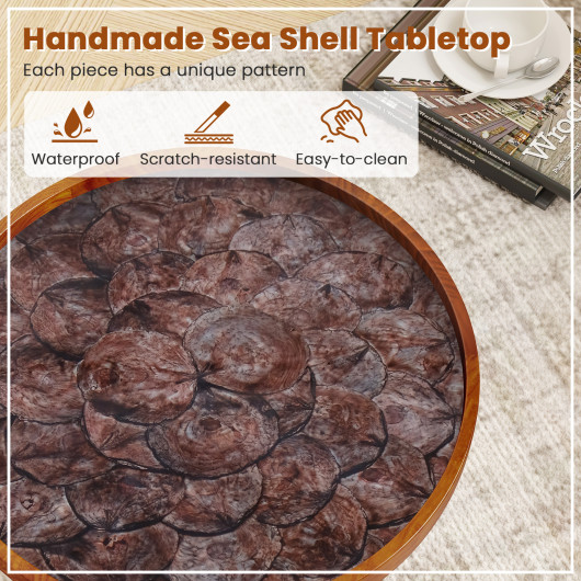 Handmade Round End Table with Sea Shell and Resin Finish 7 Handmade Round End Table with Sea Shell and Resin Finish - Image 7