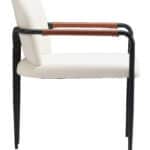 Cream Upholstered Dining Chair with Steel Frame and Armrest Support 9 Cream Upholstered Dining Chair with Steel Frame and Armrest Support