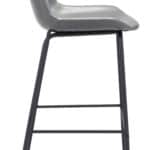 Gray Faux Leather Barstool with Black Steel Legs and Footrest