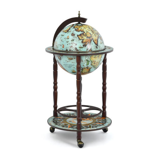 Antique Globe Bar Cart with Wine Storage and Shelf 3 Antique Globe Bar Cart with Wine Storage and Shelf - Image 3