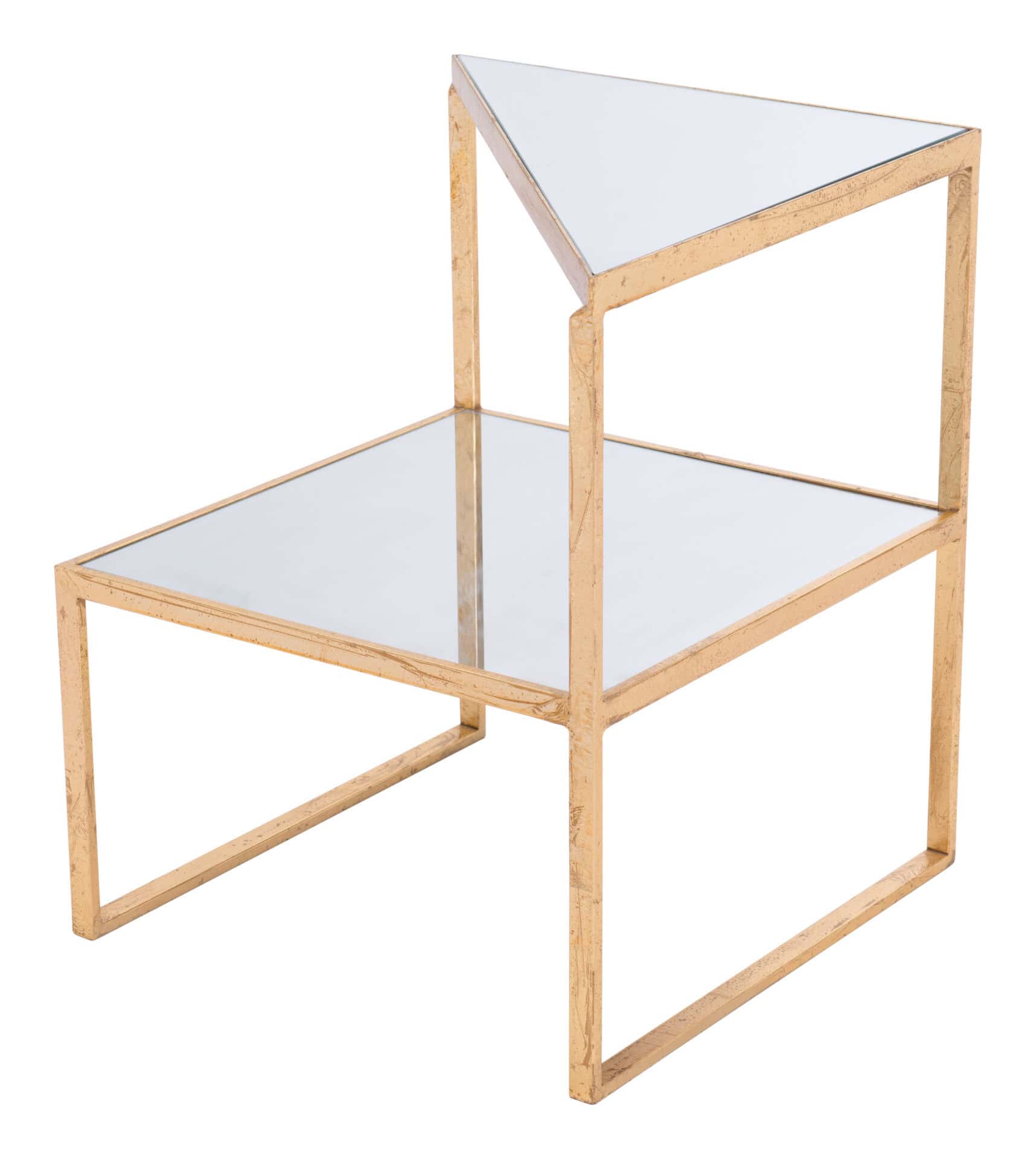Gold Metal and Mirror Side Table with Bold Modern Design 7 Gold Metal and Mirror Side Table with Bold Modern Design - Image 7