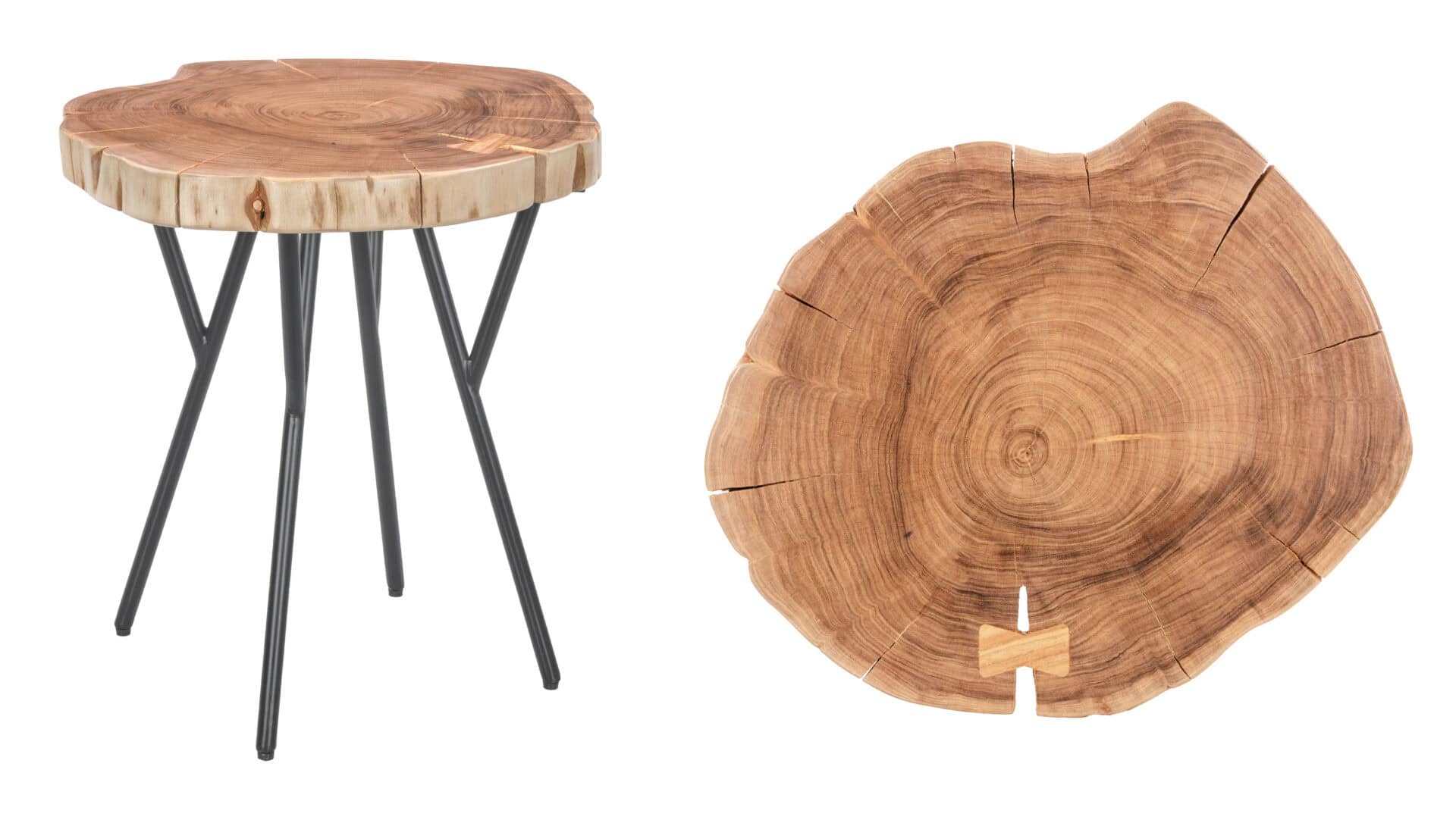 Reclaimed Acacia Wood and Steel Boho-Chic Accent Table 8 Reclaimed Acacia Wood and Steel Boho-Chic Accent Table - Image 8