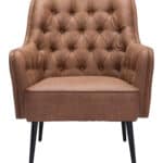 Vintage Tufted Faux Leather Accent Chair with Steel Legs 14 Vintage Tufted Faux Leather Accent Chair with Steel Legs