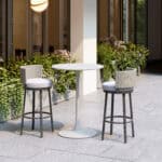 White Round Bar Table with Weather-Resistant Aluminum Frame
