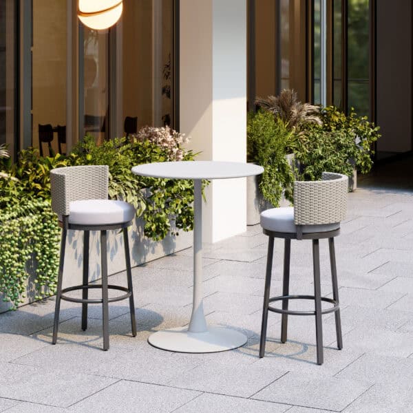 White Round Bar Table with Weather-Resistant Aluminum Frame