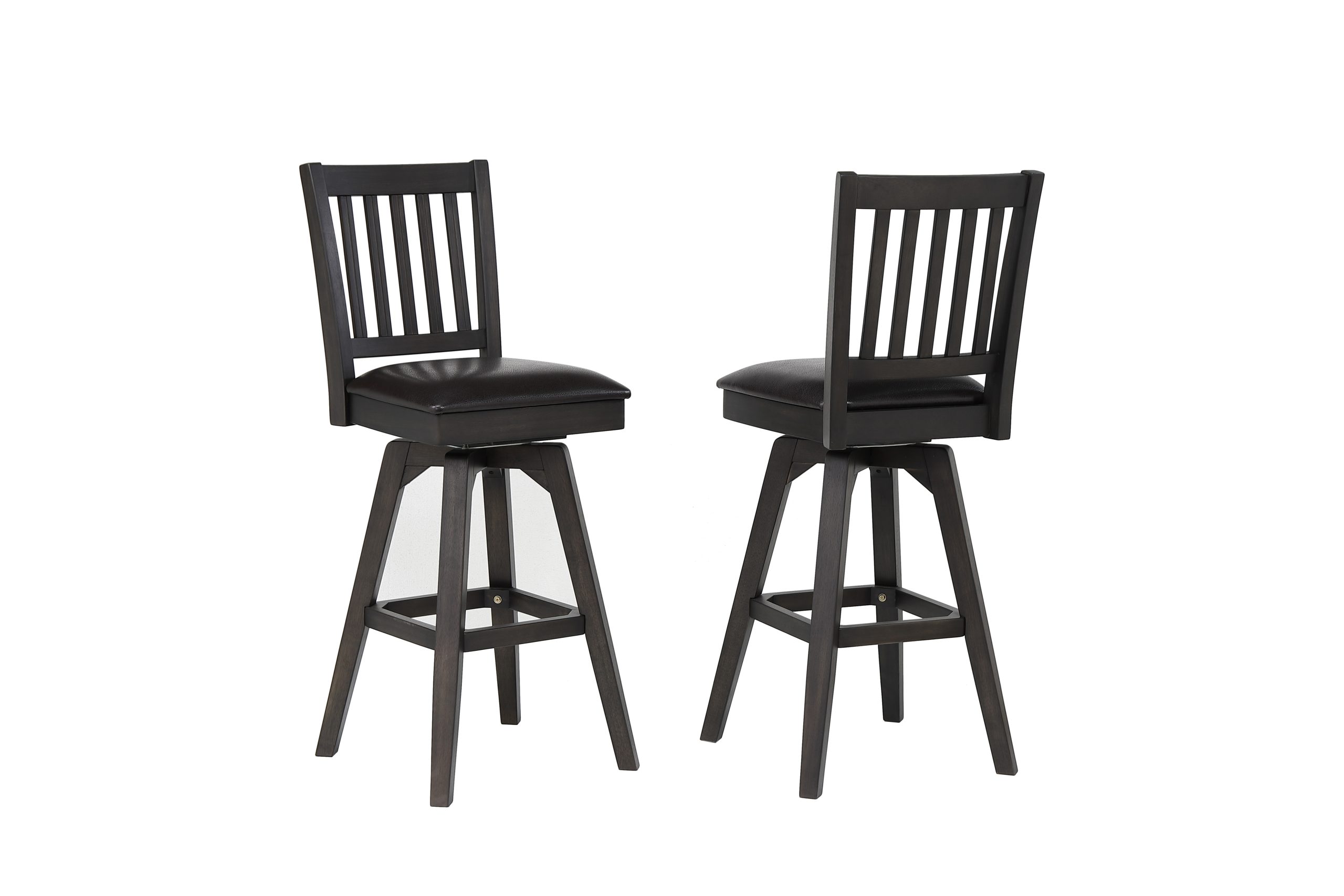 ashford 30-inch slat back swivel bar stool with vinyl seat (pack of 2)