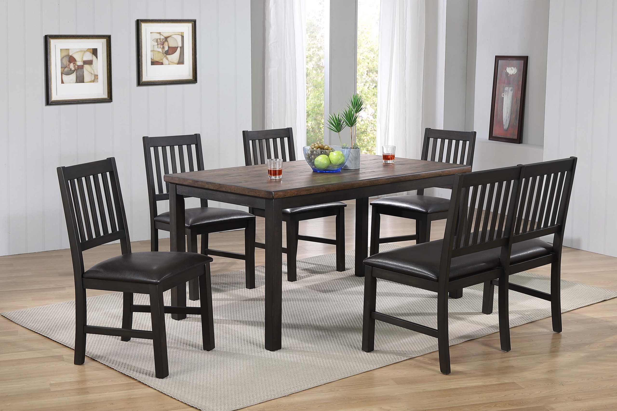 ashford slat dining chair with brown seat (pack of 2)