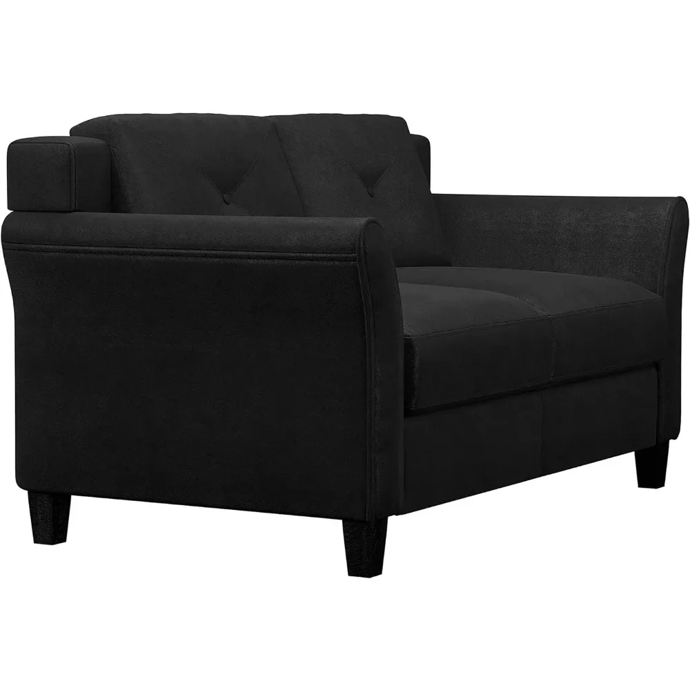 Black Loveseat Sofa for Living Room, Compact SpaceEfficient Design